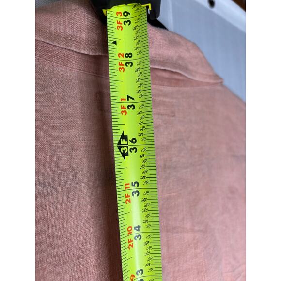 Flax Designs Linen Speakeasy Tunic Dress Womens L Salmon Collar Pockets Casual - Picture 8 of 8